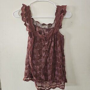 American Rag Brand Lace ruffle wide Strap tank top. size small